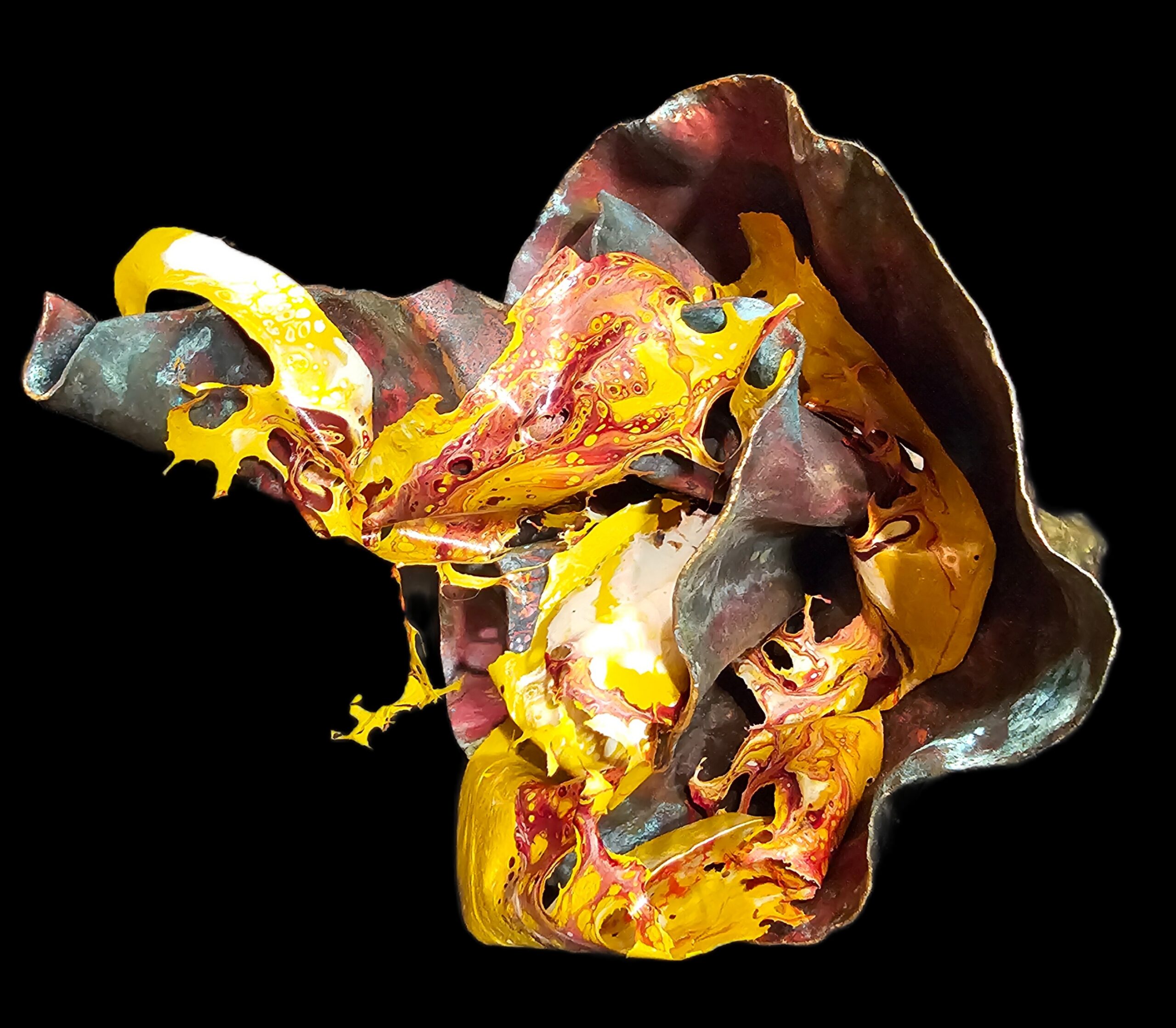 Firescapes stylized portrait in glowing warm colors on black